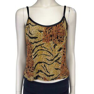 VINTAGE Y2K 90’s Textured Leopard Black Zebra Print Metallic Shiny Thread sz S